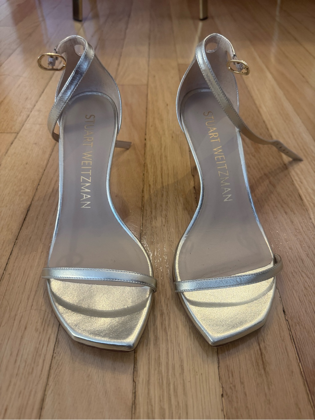 Stuart Weitzman Gold Champagne Ankle-Strap Sandals
